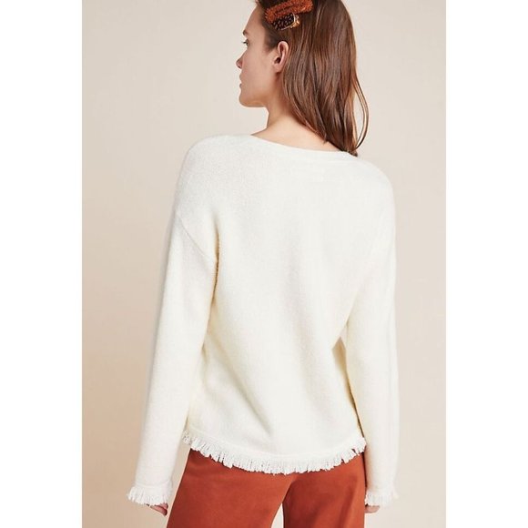 Anthropologie | NWT Joy Fringed V-Neck Sweater - Picture 3 of 16